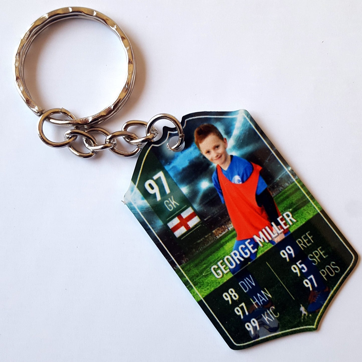 Green Metal Football Stats Keyring - shopquality4u