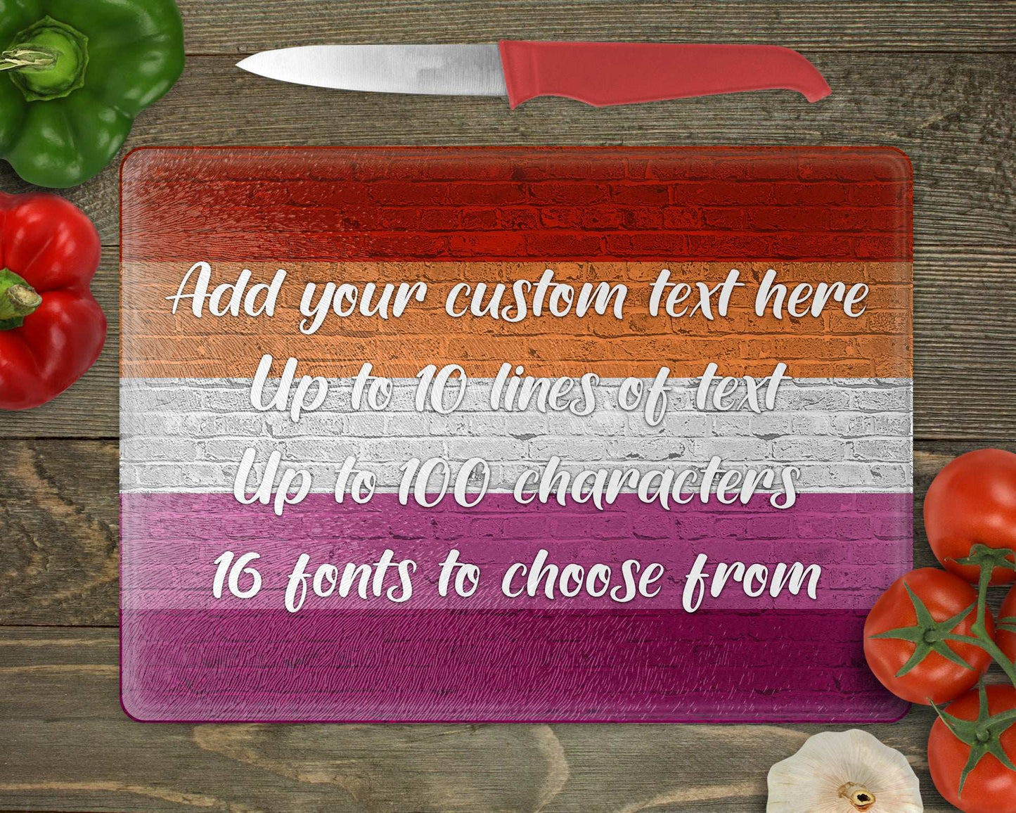 Lesbian Pride Flag Glass Cutting Board - shopquality4u