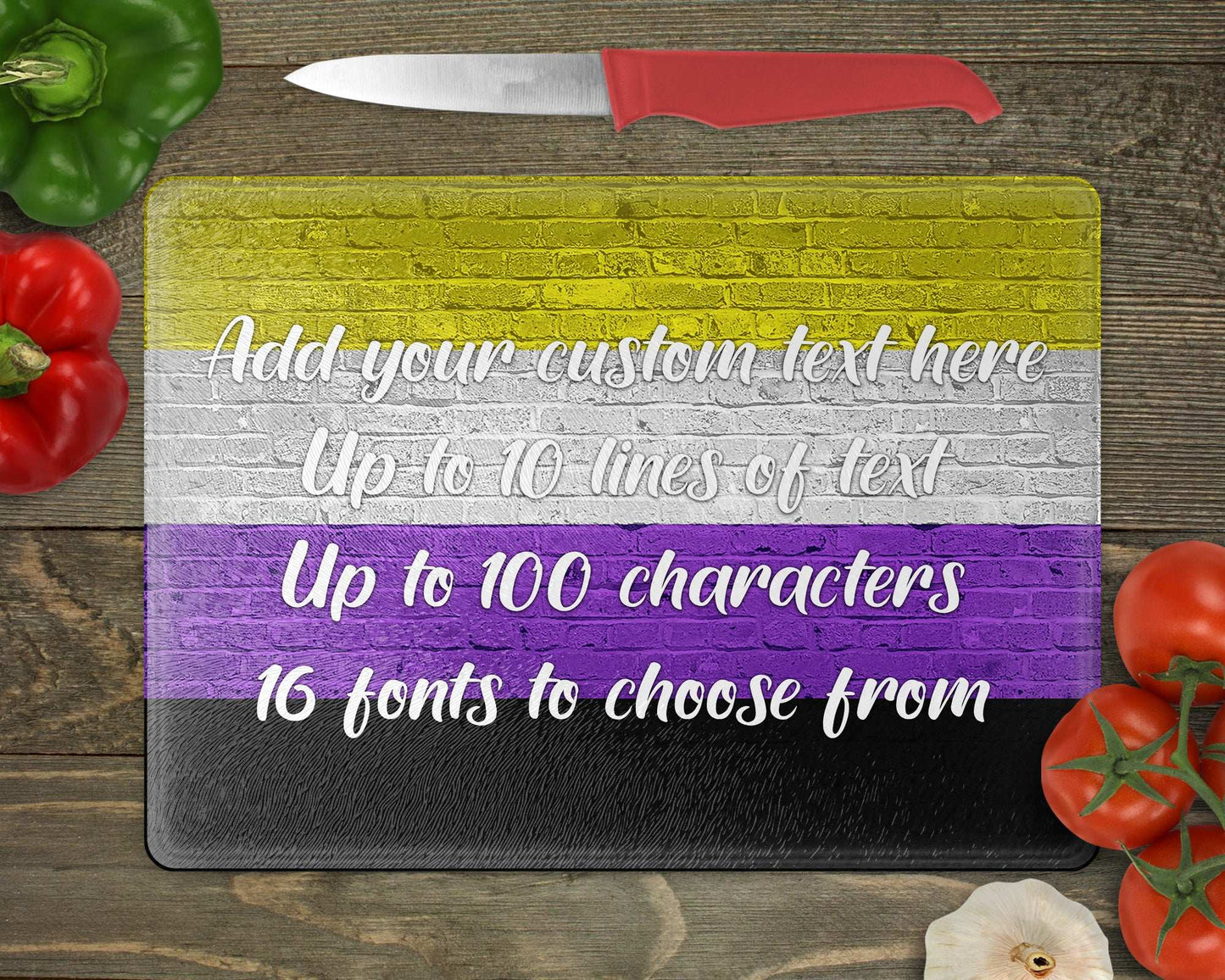Non-Binary Pride Flag Glass Cutting Board - shopquality4u