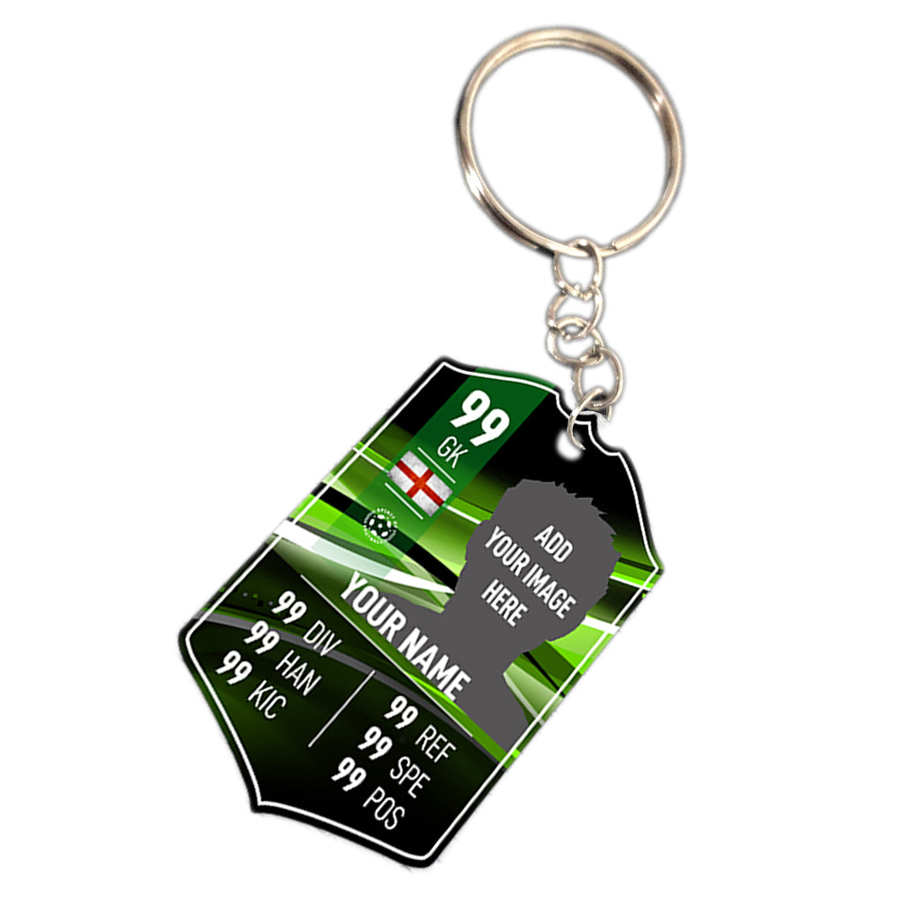 Green Metal Football Stats Keyring - shopquality4u