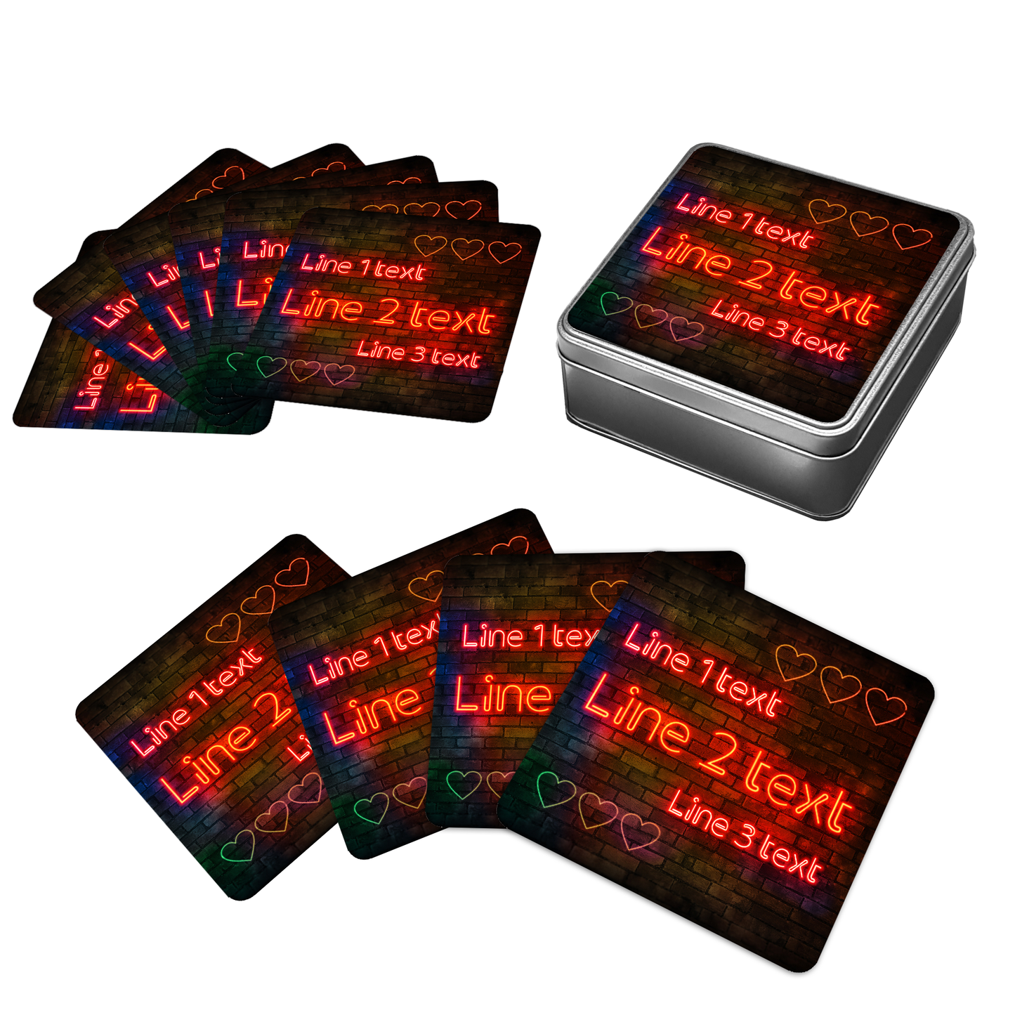Personalised Neon Hearts Bar Set - shopquality4u
