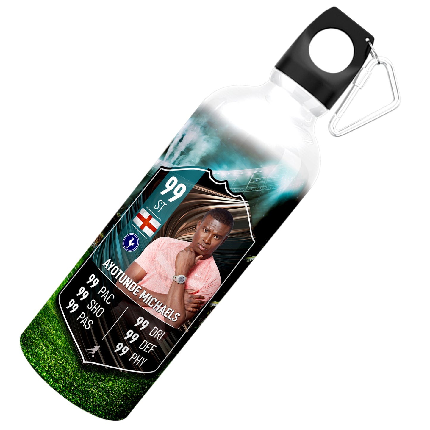 Nickel Background Aluminium Football Stats Water Bottle - shopquality4u