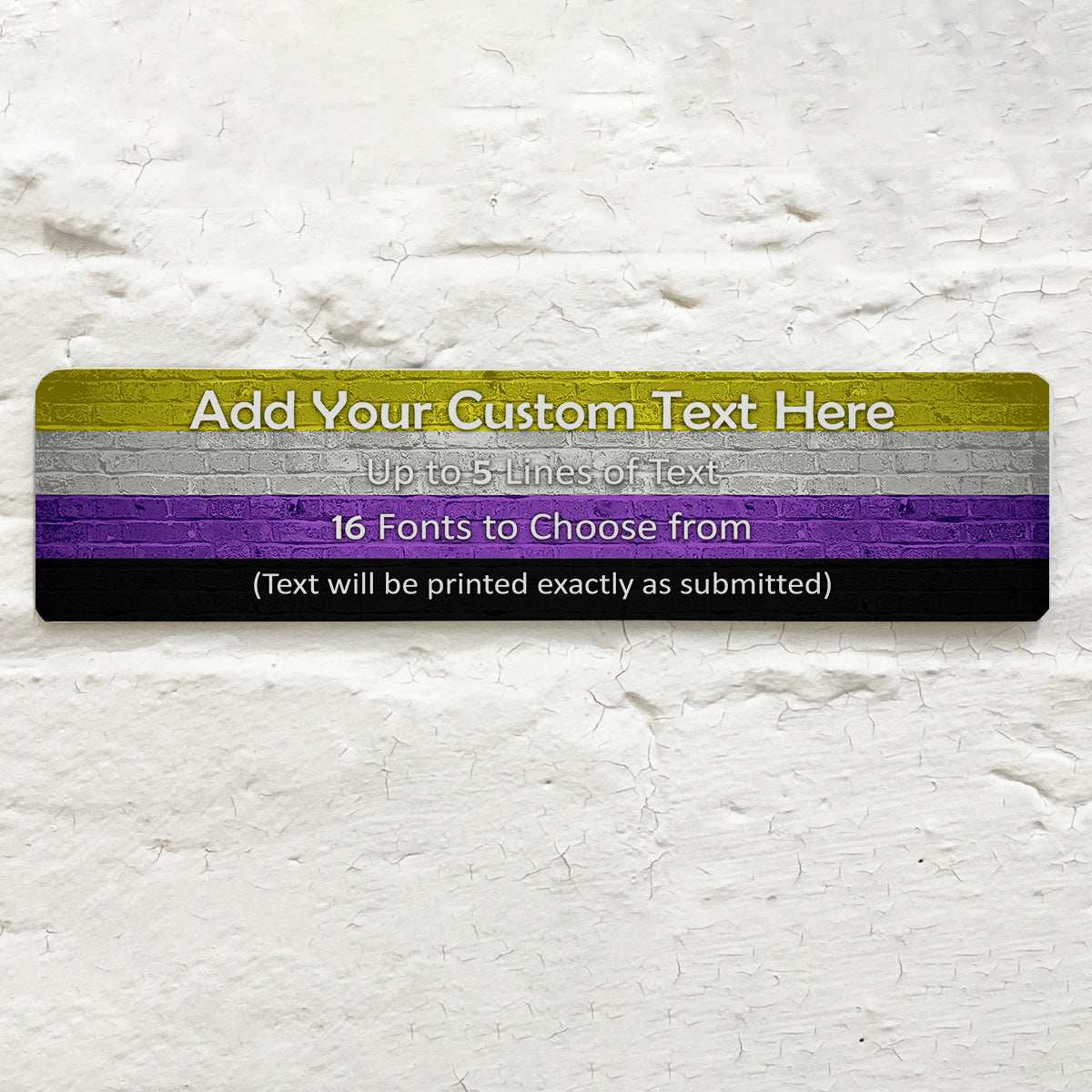 Non-Binary Pride Flag Glossy Metal Plaque - shopquality4u