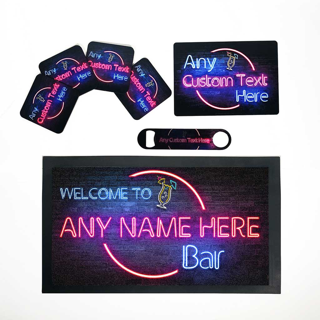 Personalised neon effect bar set