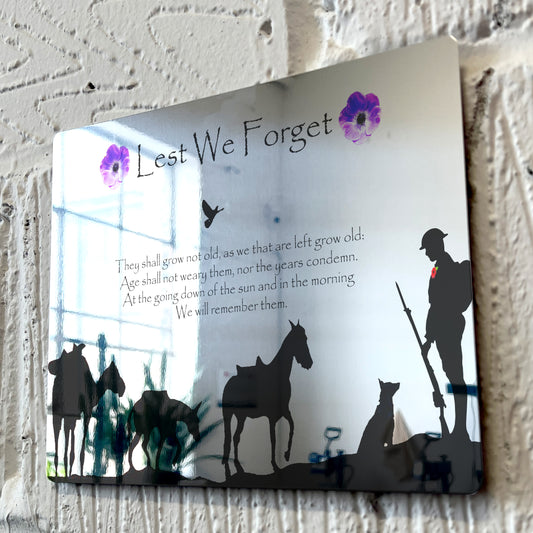 Animals of war - Lest we Forget Metal Mirror Sign