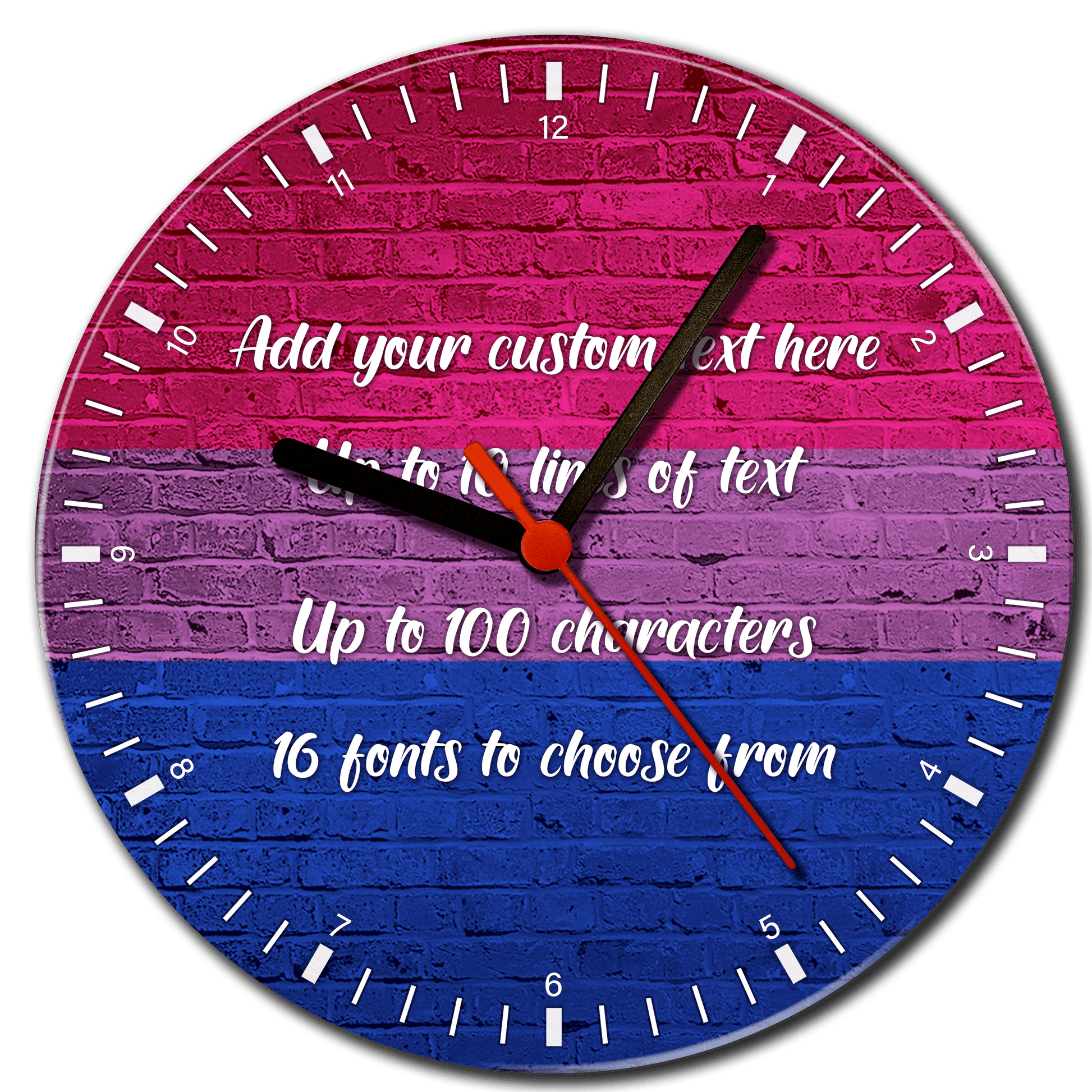 Bisexual Pride Flag Glass Clock - shopquality4u