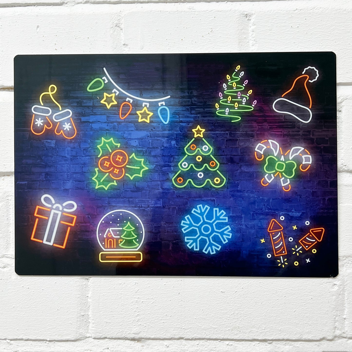 Neon Christmas-Themed Metal Sign - shopquality4u