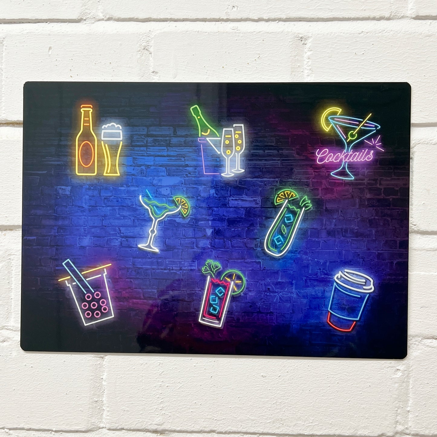 Neon Drink-Themed Metal Sign - shopquality4u