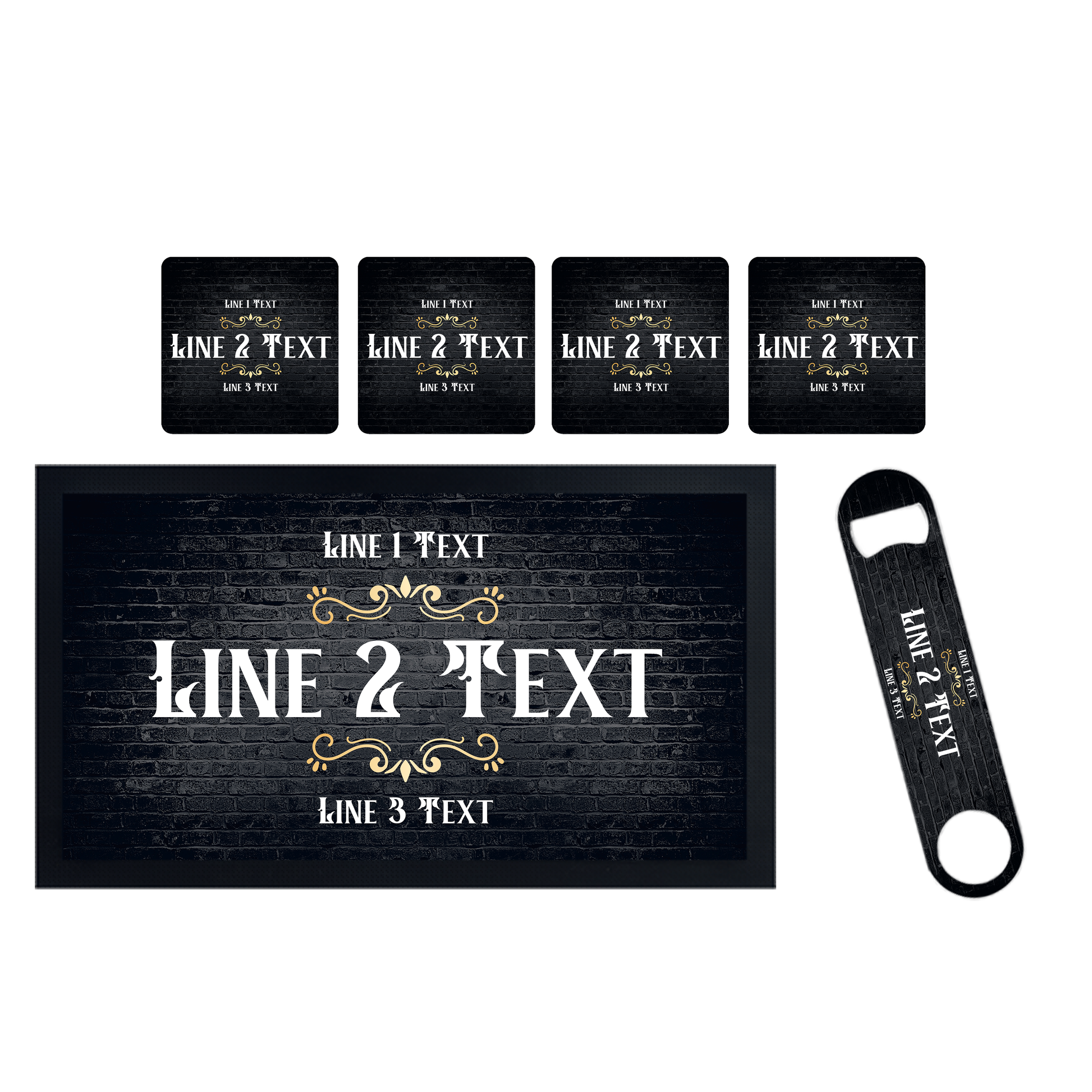 Personalised Dark Scrolls Bar Set - shopquality4u