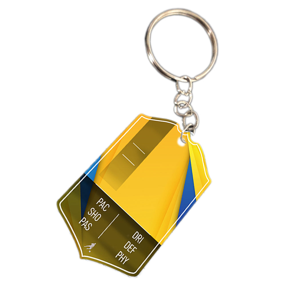 Yellow Blue Metal Football Stats Keyring - shopquality4u