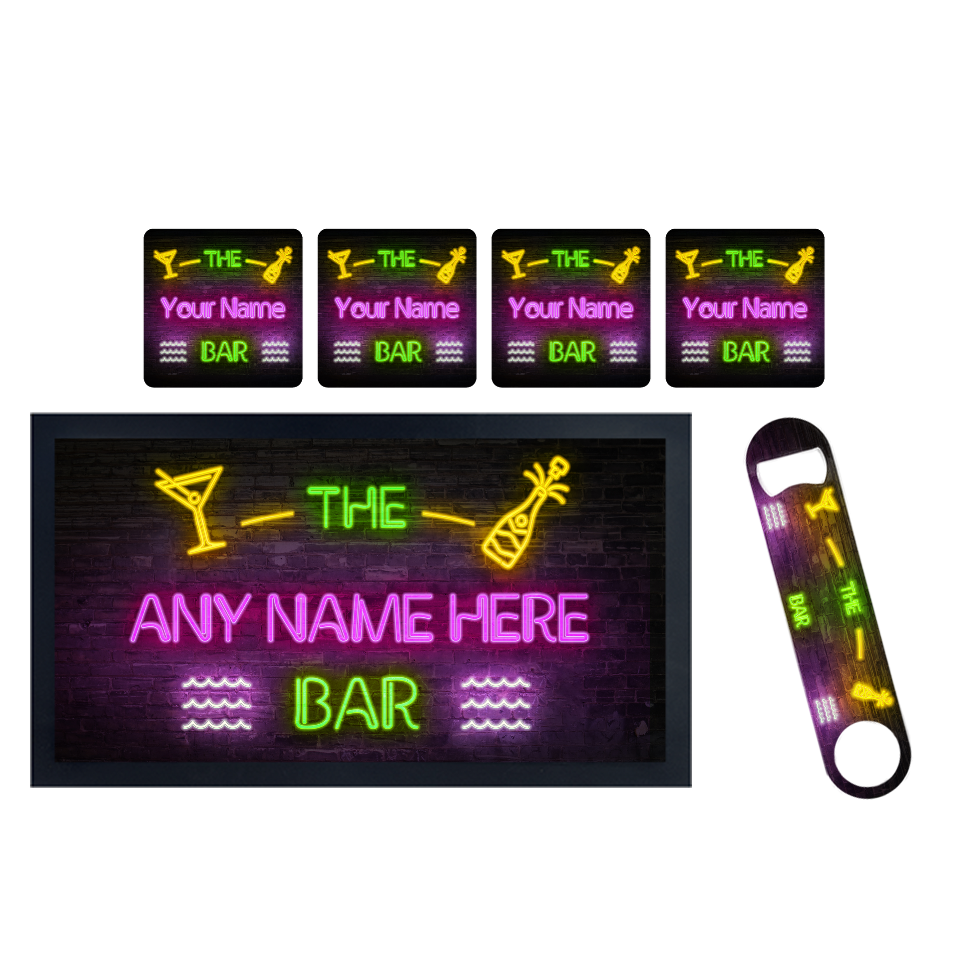 Personalised Neon Champaigne Bar Set - shopquality4u