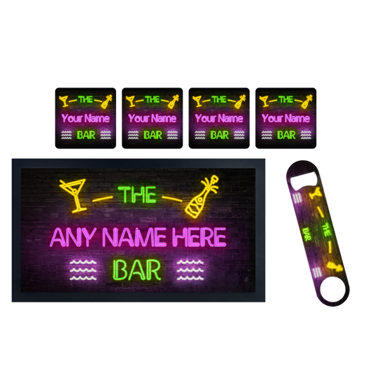Personalised Neon Champaigne Bar Set - shopquality4u