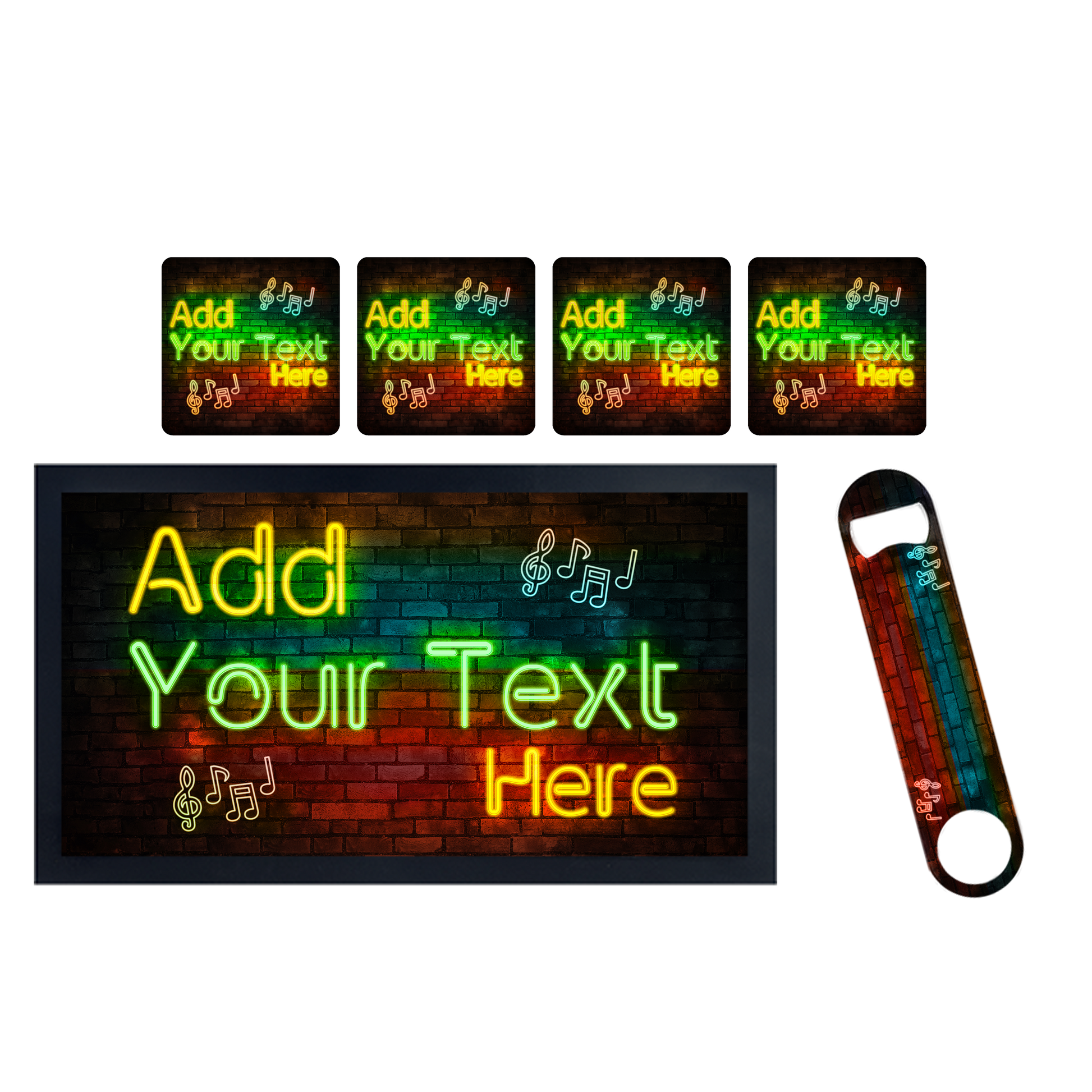 Personalised Neon Musical Notes Bar Set - shopquality4u