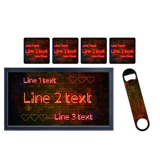 Personalised Neon Hearts Bar Set - shopquality4u