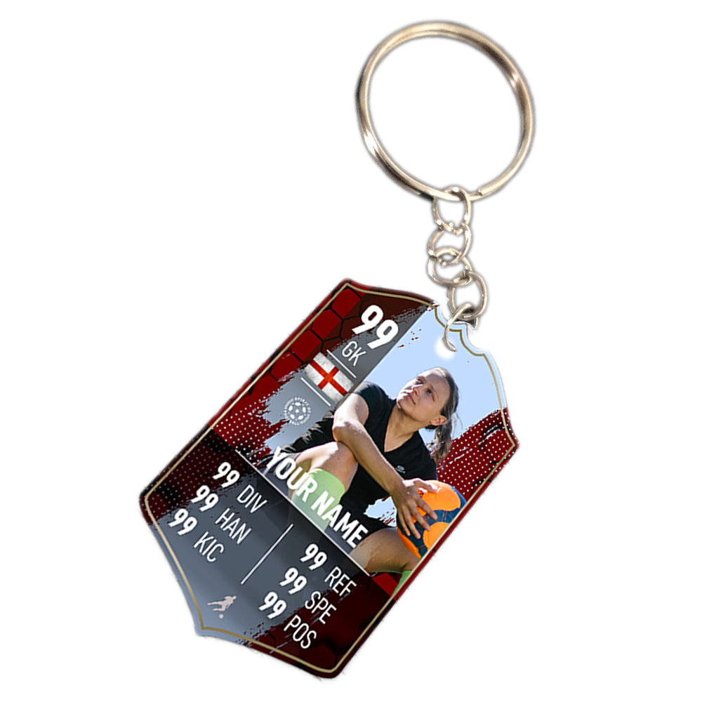 Blue Stripe Metal Football Stats Keyring - shopquality4u