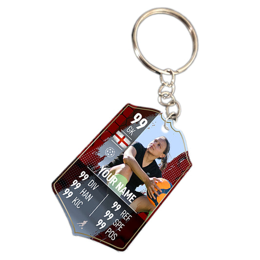 Blue Stripe Metal Football Stats Keyring - shopquality4u