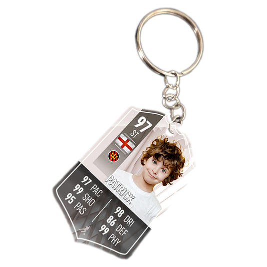 White Metal Football Stats Keyring - shopquality4u