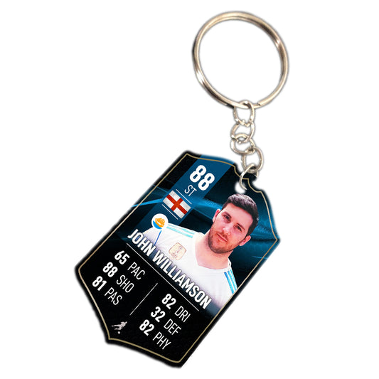 Blue Metal Football Stats Keyring - shopquality4u