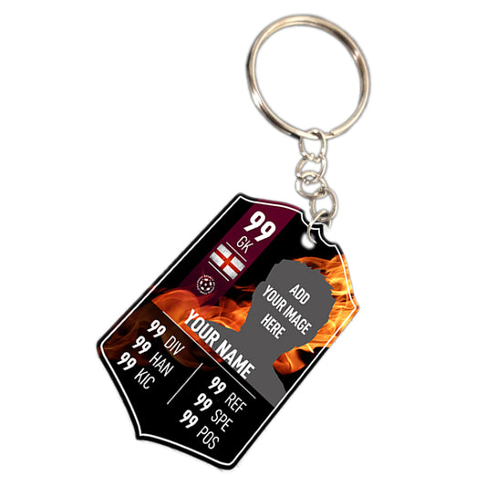 Fire Metal Football Stats Keyring - shopquality4u