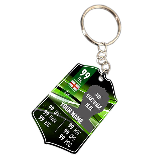 Green Metal Football Stats Keyring - shopquality4u