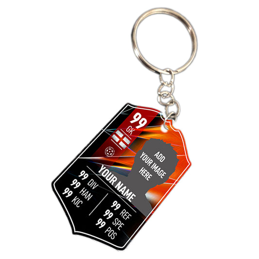 Red Metal Football Stats Keyring - shopquality4u