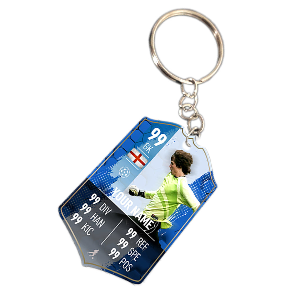 White Stripe Metal Football Stats Keyring - shopquality4u