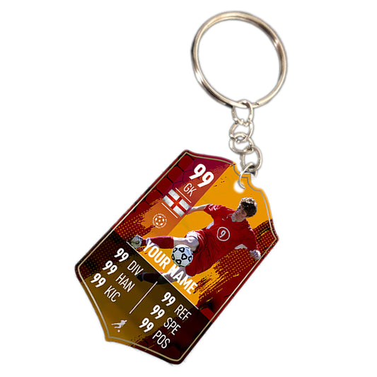 Orange Stripe Metal Football Stats Keyring - shopquality4u