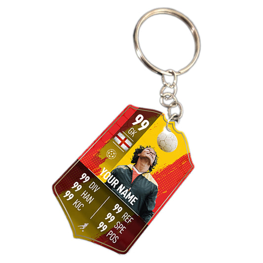 Yellow Stripe Metal Football Stats Keyring - shopquality4u