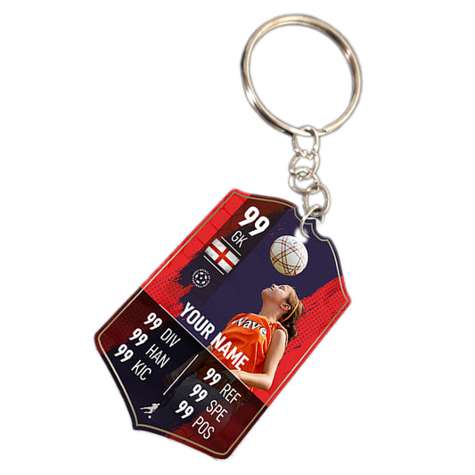 Navy Stripe Metal Football Stats Keyring - shopquality4u