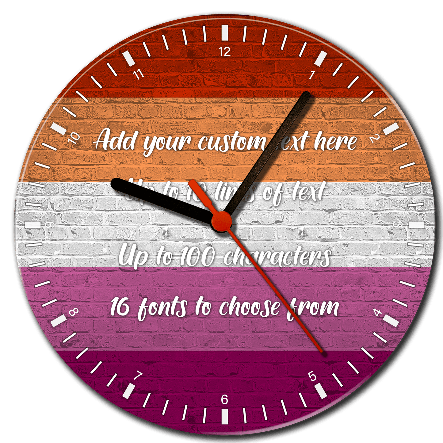 Lesbian Pride Flag Glass Clock - shopquality4u