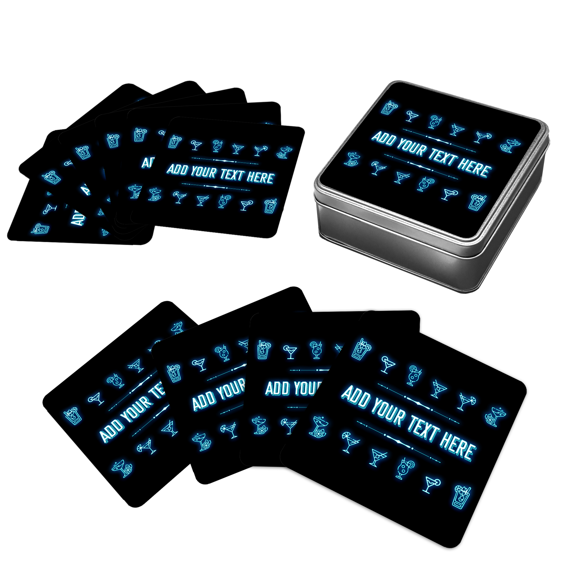 Personalised Neon Blue Cocktail Bar Set - shopquality4u