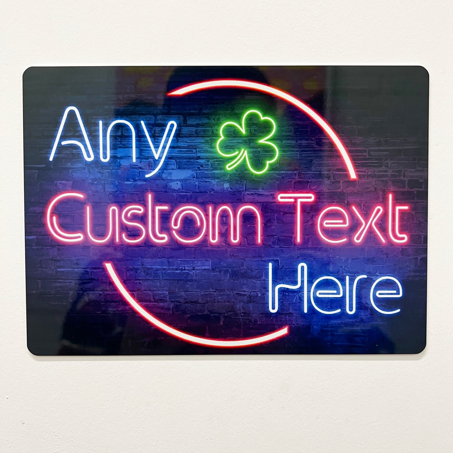 Neon Shamrock-Themed Metal Sign - shopquality4u