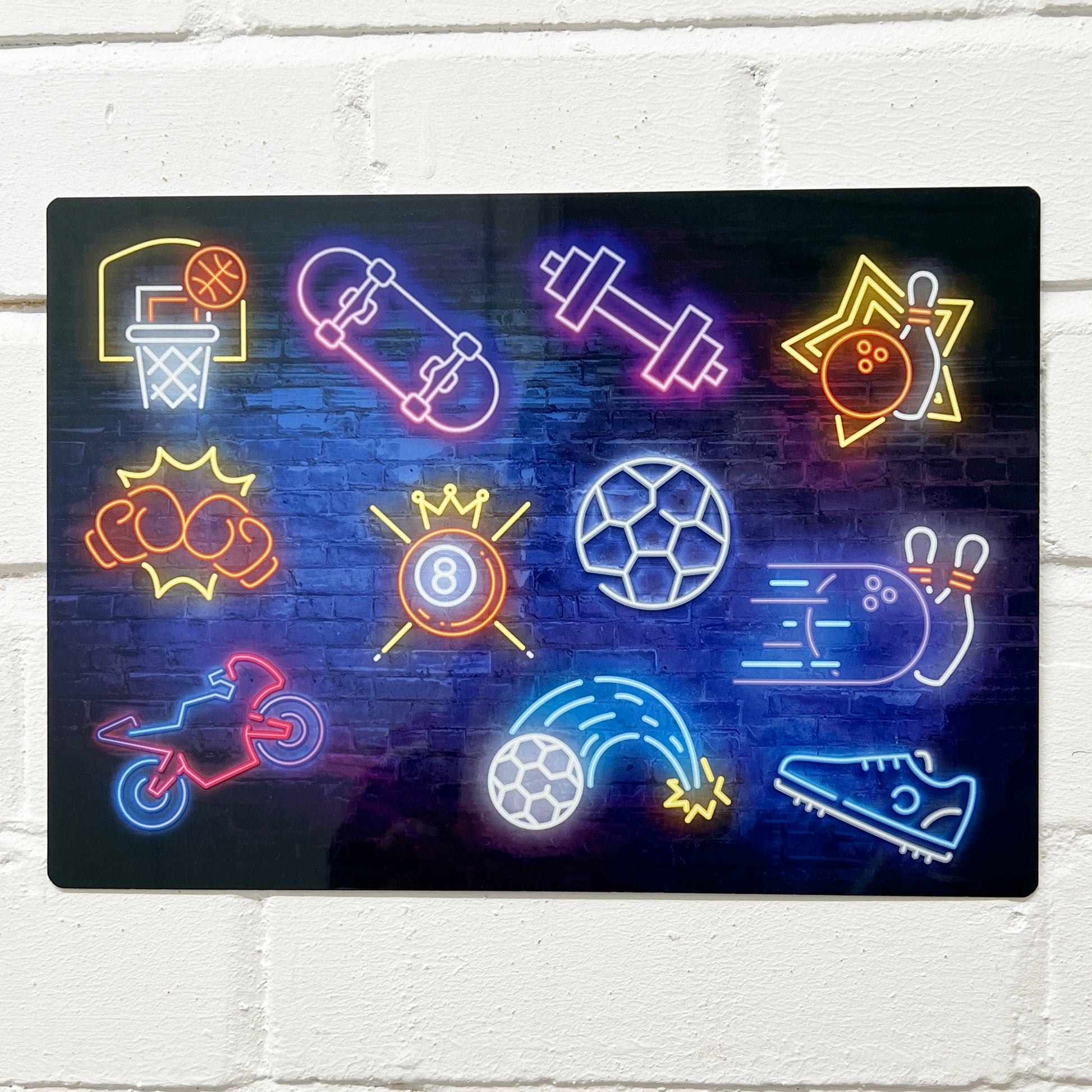 Neon Sports-Themed Metal Sign - shopquality4u