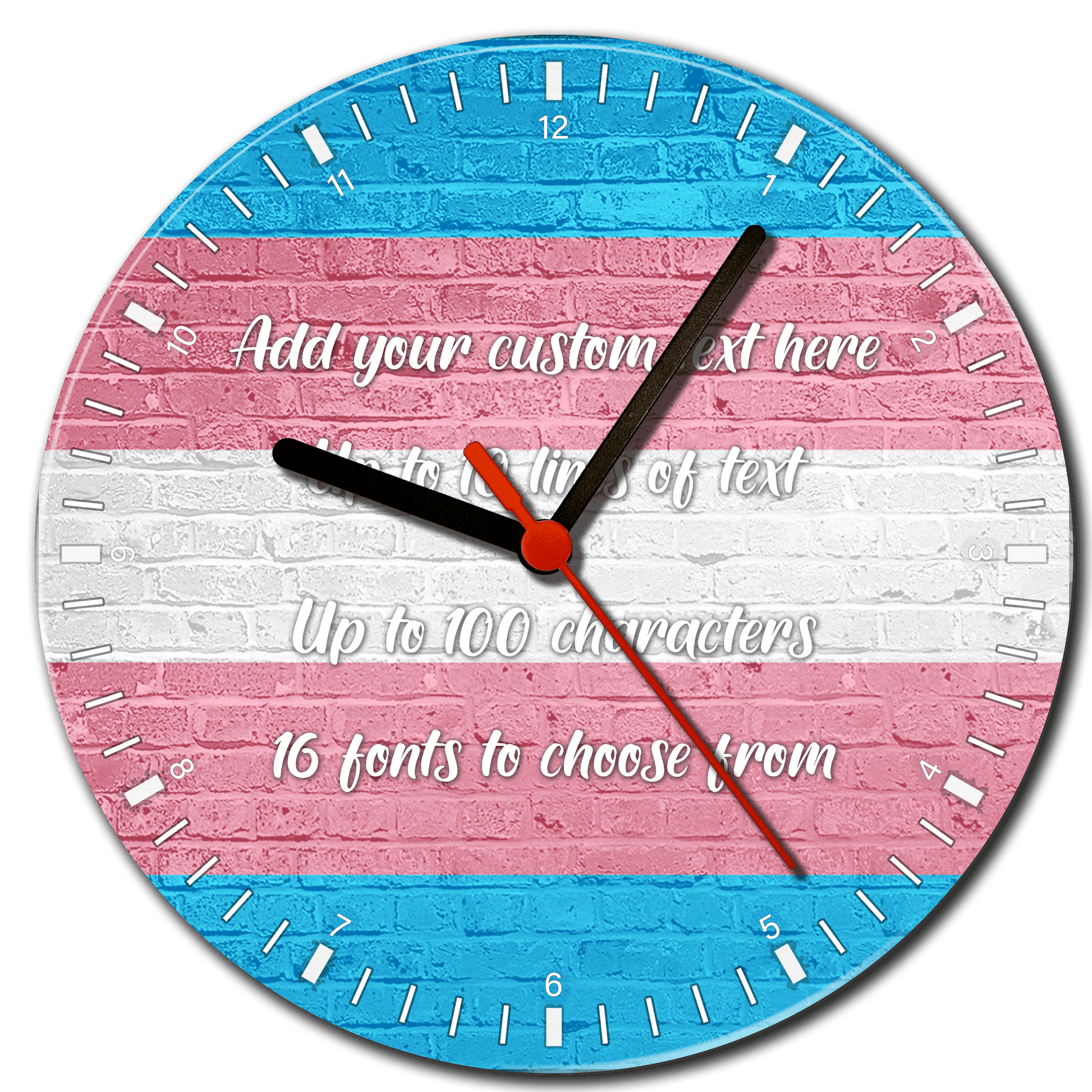 Trans Pride Flag Glass Clock - shopquality4u