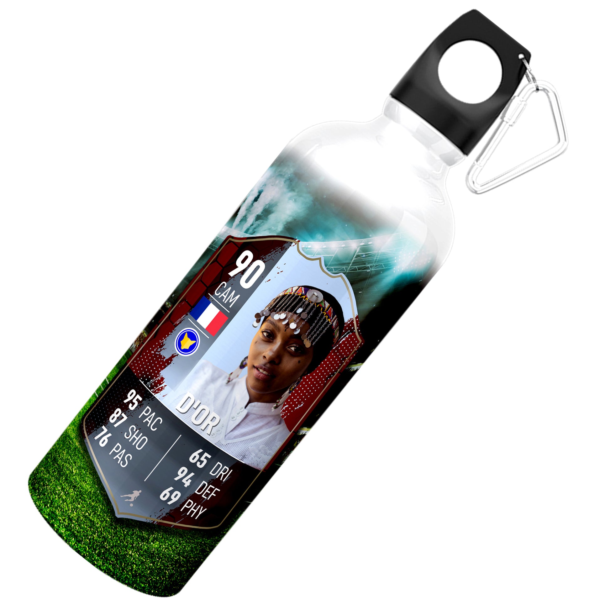 Blue Stripe Aluminium Football Stats Water Bottle - shopquality4u