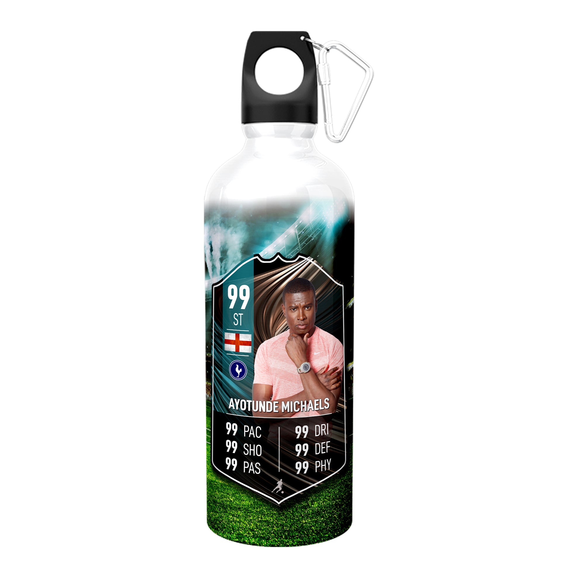 Nickel Background Aluminium Football Stats Water Bottle - shopquality4u