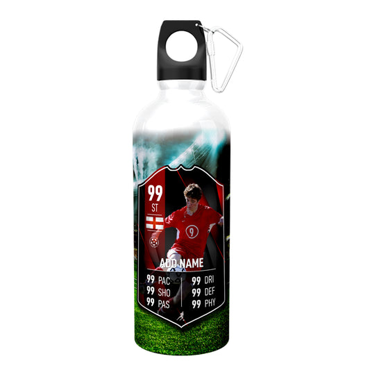 Red Black Aluminium Football Stats Water Bottle - shopquality4u