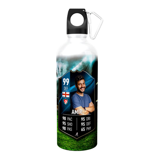 Blue Aluminium Football Stats Water Bottle - shopquality4u