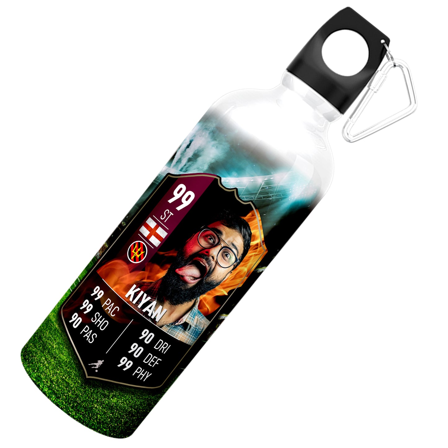Fire Aluminium Football Stats Water Bottle - shopquality4u