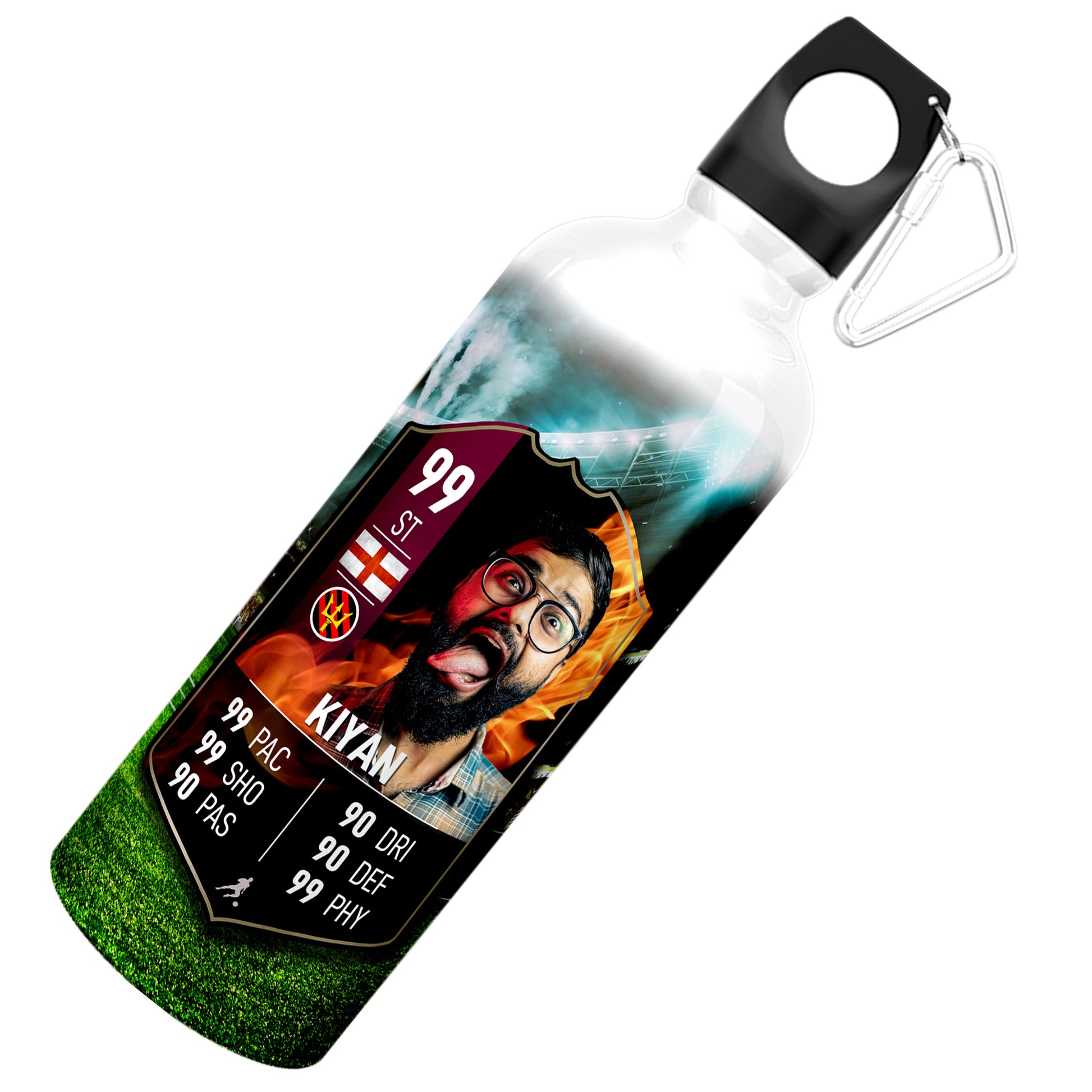 Fire Aluminium Football Stats Water Bottle - shopquality4u