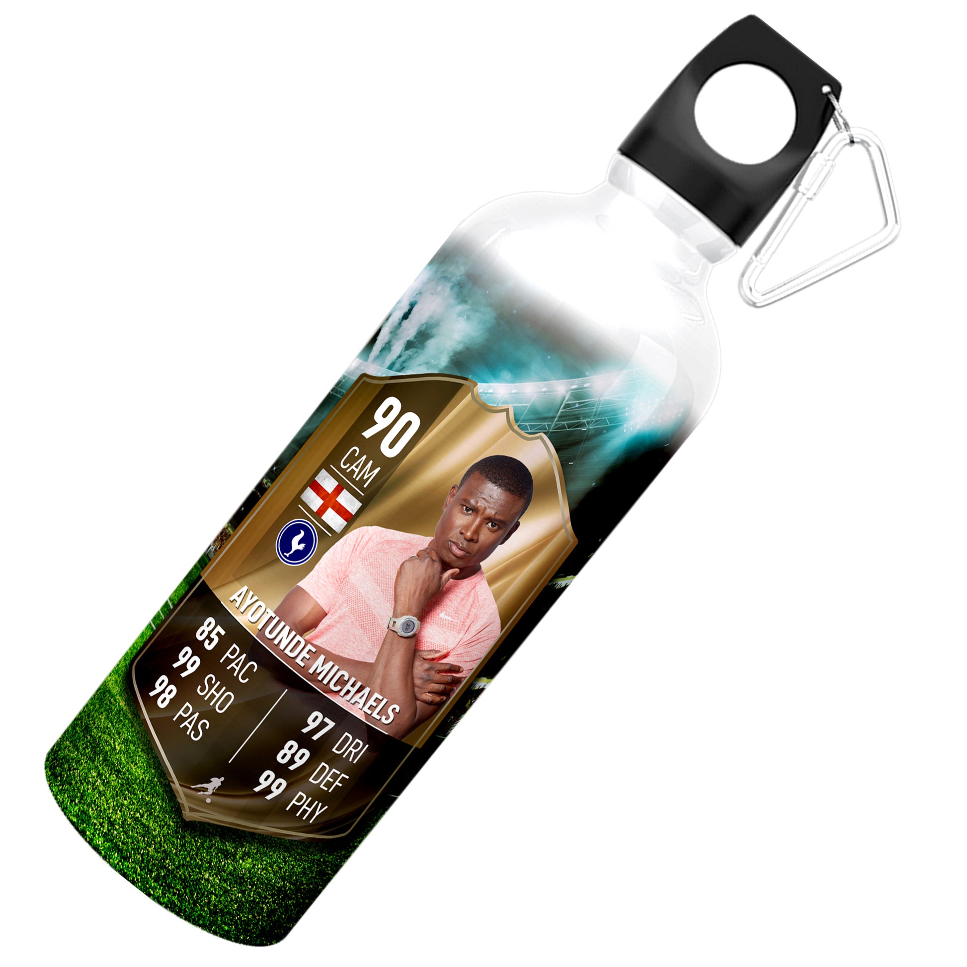 Gold Aluminium Football Stats Water Bottle - shopquality4u