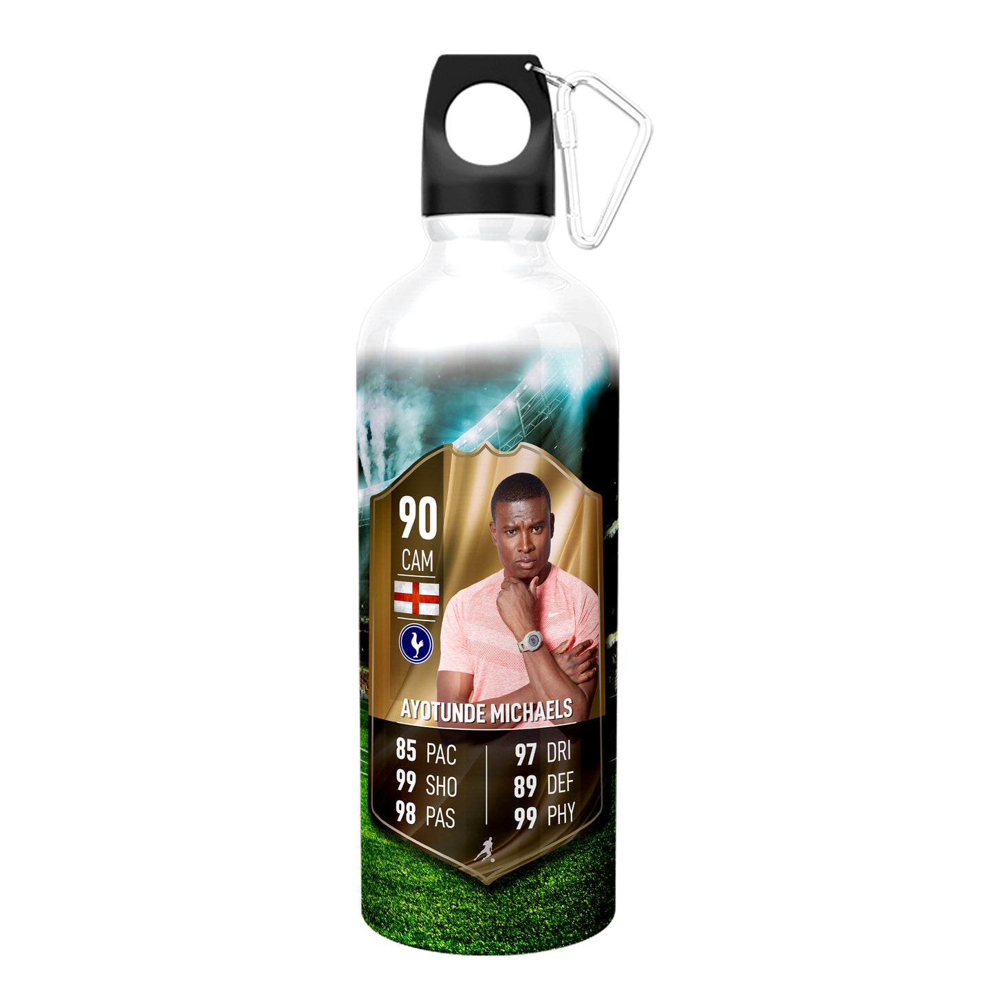 Gold Aluminium Football Stats Water Bottle - shopquality4u