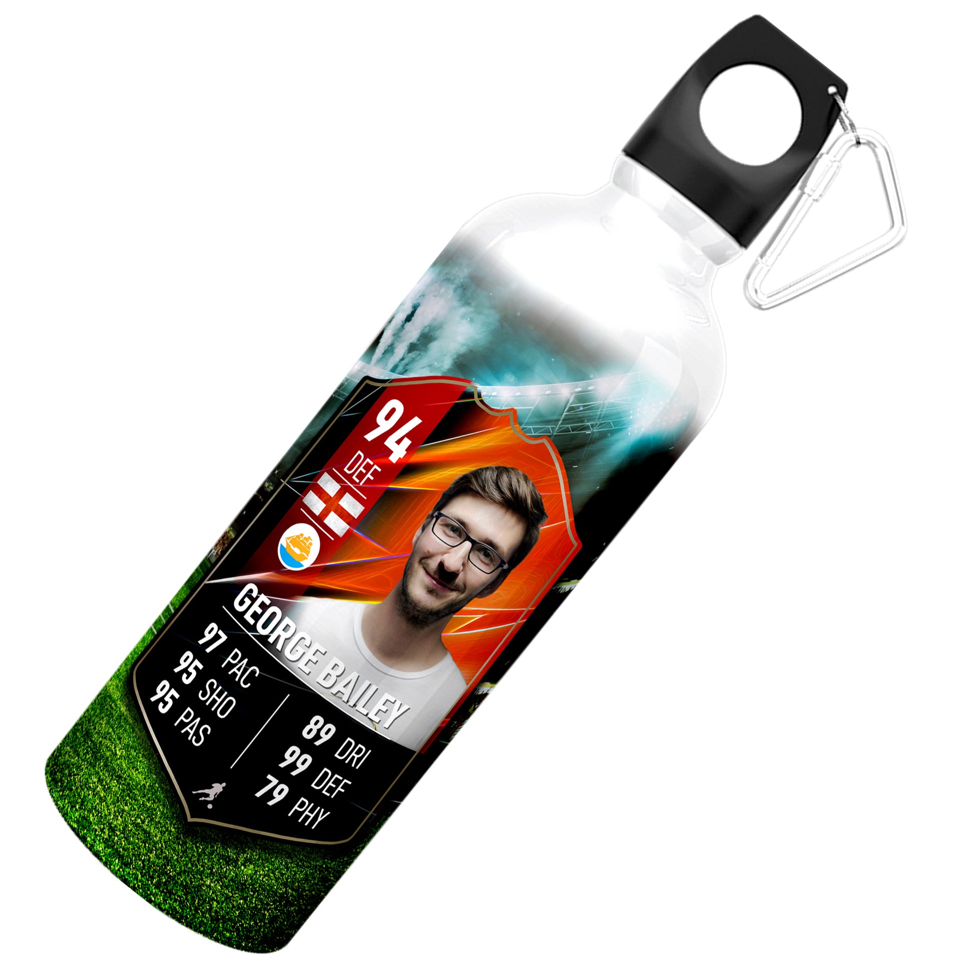Red Aluminium Football Stats Water Bottle - shopquality4u