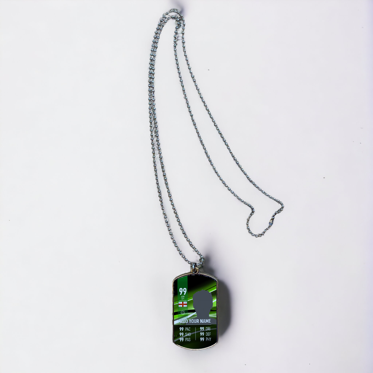 Green Background Football ID Tag Necklace - shopquality4u