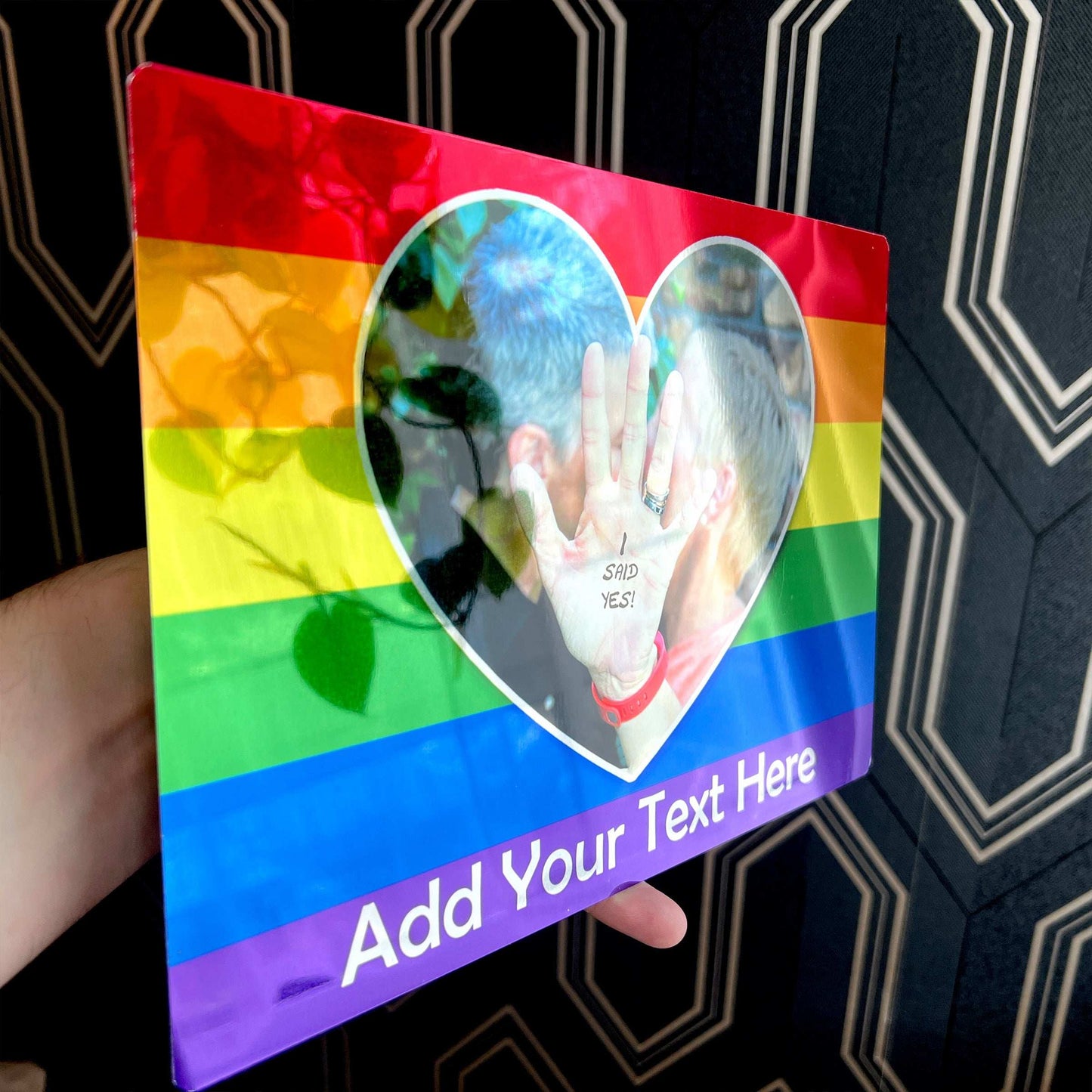 Pride Mirror Metal Rainbow Flag & Text Mirror Finish Sign - shopquality4u