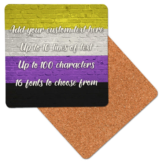 Non-Binary Pride Flag Wooden Coasters - shopquality4u
