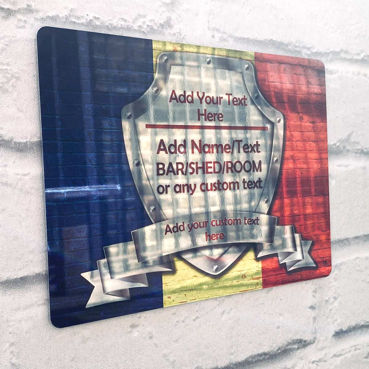 Romanian Flag Mirror Finish Sign - shopquality4u