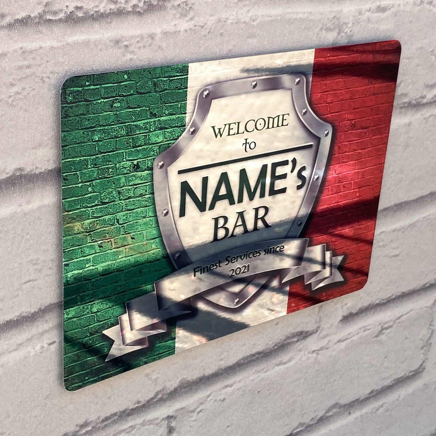 Italian Flag Mirror Finish Sign - shopquality4u