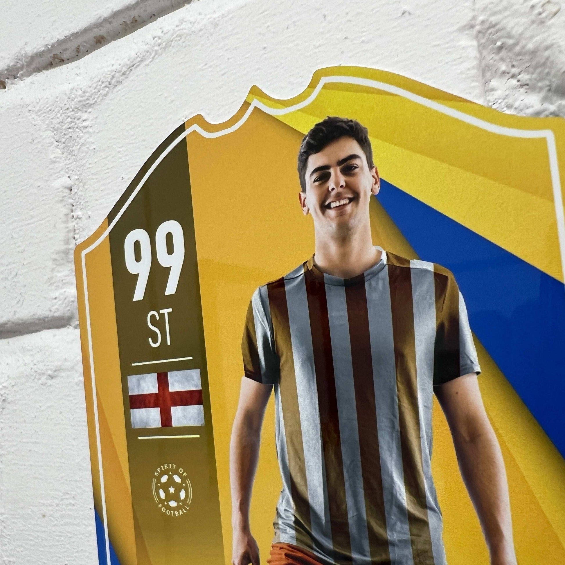 Yellow Blue Football Card Player Stats Shield - shopquality4u