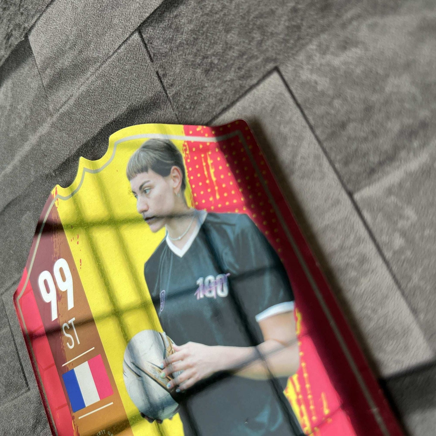 Yellow Strip Mirror Football Card Player Stats Shield - shopquality4u